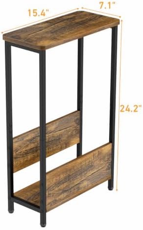 THUMEYE 7.1" Narrow Side Table for Small Spaces, 2 Tier Small End Table - Image 3