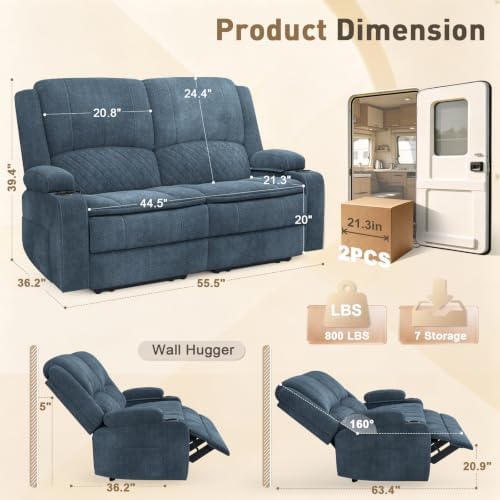 Loveseat Recliner Sofa, RV Loveseat Recliner Wall Hugger - Image 2