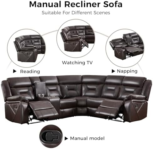 EBELLO Manual Reclining Sectional Sofa - Image 5