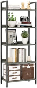 NUMENN Bookshelf, 5 Tier Freestanding Shelving Unit, Dark Grey by NUMENN