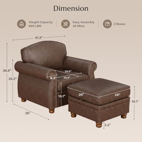 Traditional Faux Leather Chair - Image 2