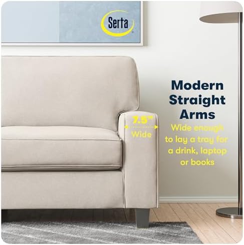 Serta Palisades 78" Track Arm Sofa, Easy Care Polyester, Soft Pillow Back - Image 6