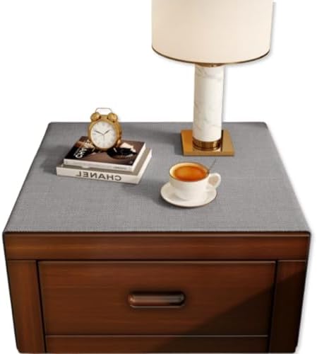 Bedside Table Mat Nightstand Dust Cover Waterproof Cotton and Linen- Grey - Image 3
