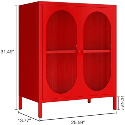 Small 2 Transpanrent Door Metal Storage Side Buffet Cabinet - Image 2