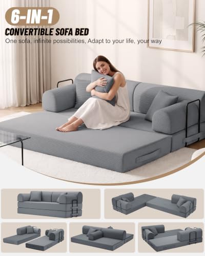 78.8" Convertible Sofa Bed, High Back Boneless Couch - Image 3