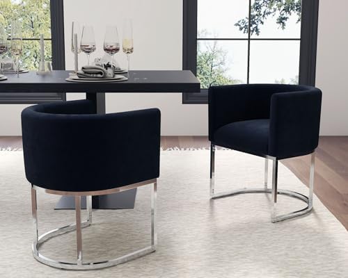 HNY Mid Century Modern Upholstered Barrel Dining Chairs - Image 5