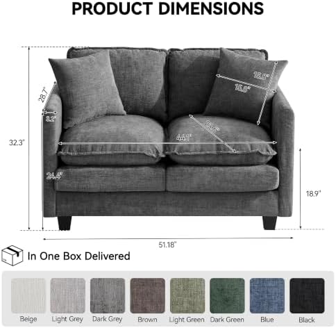 51'' Cloud Loveseat Couch, Love Seats Cloud Sofa - Image 2