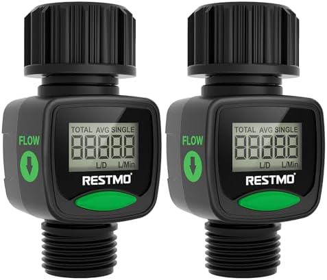 RESTMO Water Flow Meter, Measure Gallon/Liter Consumption and Flow Rate by Restmo