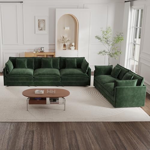 mikibama Luxury 2 Piece Cloud Couches Set, Modern Upholstered Chenille 3 Seater by Mikibama