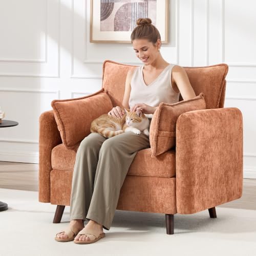 Oversized Accent Chair with Storage, Chenille Comfy Living Room Chairs with 2 by HOMYKA