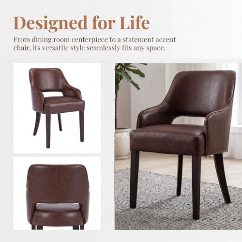 Faux Leather Upholstered Dining Chairs Set of 2 - Image 6