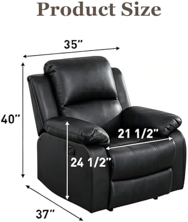 Leather Recliner Chair, a Manual Recliner 1 Seat, Living Room Reclining Sofa - Image 7