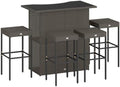 Outsunny 5 Piece Wicker Outdoor Bar Set High Top Table Chairs Dark Brown by Outsunny