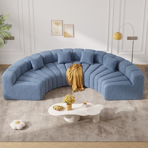 128" Oversized Curved Cloud Couch, Modern Compressed Modular Sectional Sofa by Luxanimarion