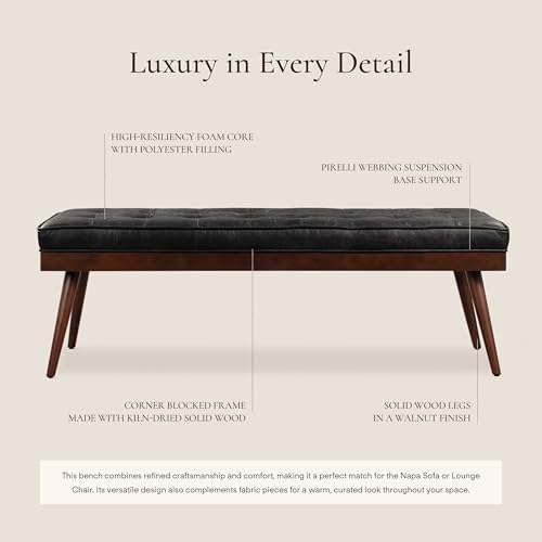 Poly & BARK 55" Tufted Leather Bed Bench - Image 5