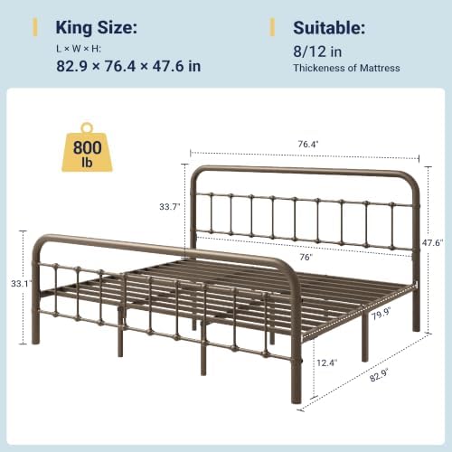 Allewie King Metal Bed Frame - Image 2
