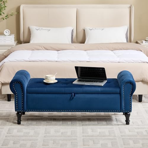 Storage Bench for Bedroom, Velvet Queen Size Benches - Image 3