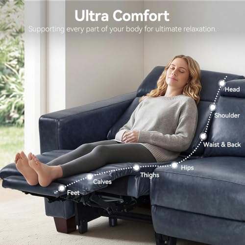 MCombo 85.4'' Zero Wall Hugger Power Recliner Sofa, HL198M3 Pacific - Image 3