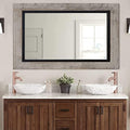 YOSHOOT Rustic Wooden Framed Wall Mirror, Natural Wood and Iron Bathroom Vanity by YOSHOOT