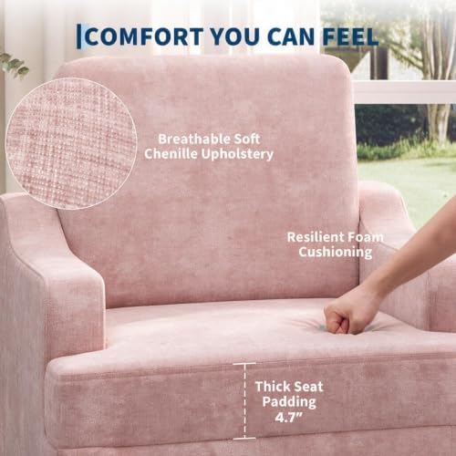 Garvee Pink Comfy Accent Chair, Upholstered Armchair - Image 4