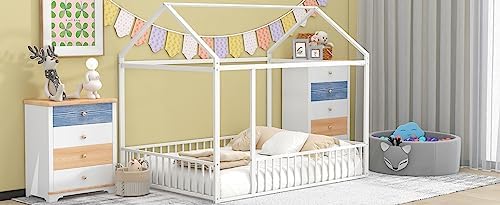 Flieks Full Size Metal Bed House Bed Frame - Image 4