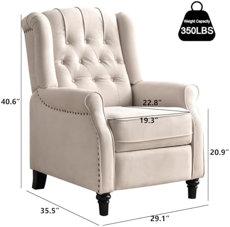 EBELLO Pushback Recliner Chair, Fabric Armchair Push Back Recliner - Image 2