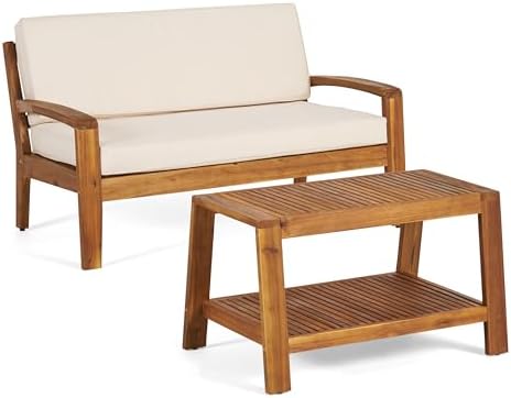 Merax Outdoor Acacia Wood Conversation Set - Image 4