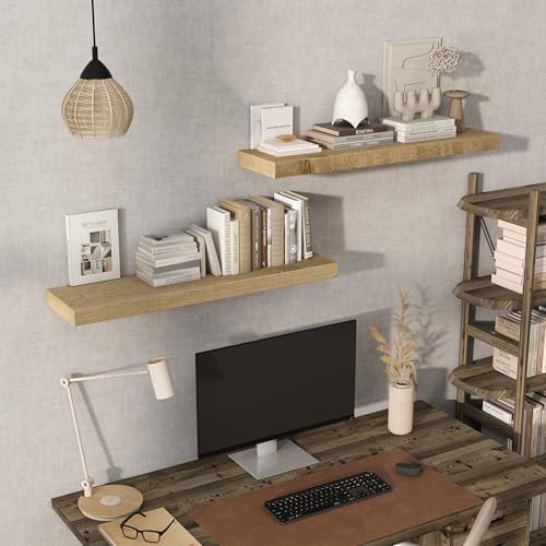 Acovy 36" Unfinished Solid Reclaimed Wood Floating Shelves, Rustic Heavy-Duty - Image 6