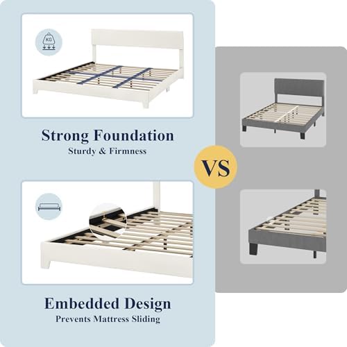 Allewie King Size Upholstered Bed Frame Adjustable Headboard - Image 6