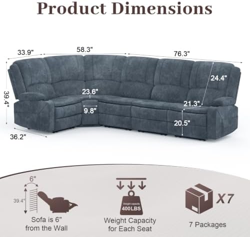 Upgraded 5 Seater Reclining Sofa Set, Living Room Couch - Image 2