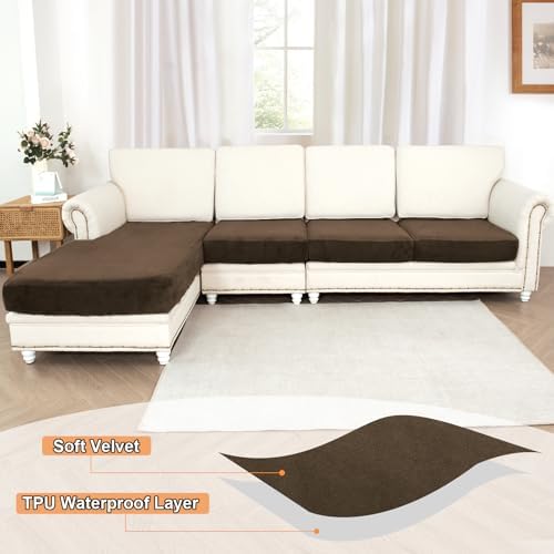 NAISI Waterproof Couch Cushion Covers Thick Velvet Fabric Washable Sofa - Image 2