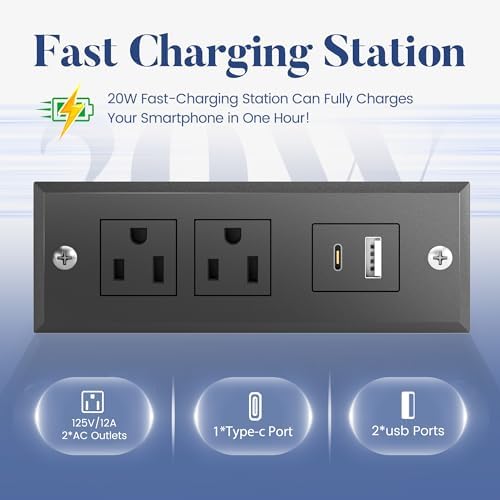 Full Bed Frame with Charging Station, LED Lights, 2 Drawers, Rustic Grey - Image 3