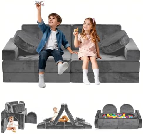 12pcs Modular Kids Play Couch, Convertible Toddler Sectional Sofa by Unknown