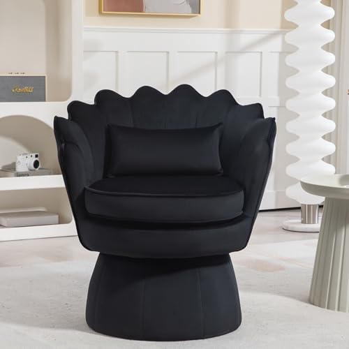 ZJhome 360° Swivel Accent Chair, Mid-Century Modern Velvet Barrel Chair by ZJhome