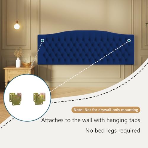 Furpopup Velvet King Size Headboard Only, Upholstered Wall Mount - Image 4