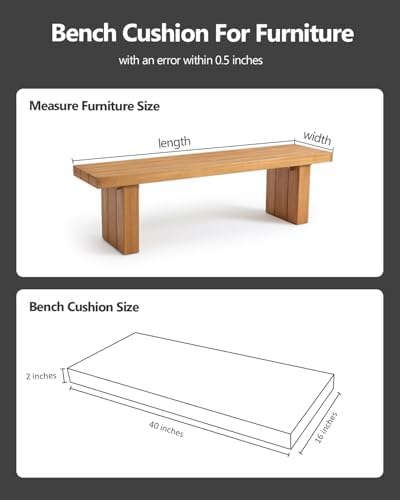 Bench Cushion40x16x2 inches, Strengthen Waterproof Outdoor Seat Cushions - Image 6