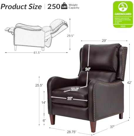 HULALA HOME Genuine Leather Recliner Chair - Image 2