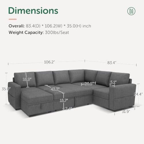 HONBAY Sectional Sleeper Sofa - Image 2