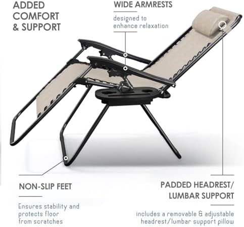 Nestl Zero Gravity Chairs Set of 6, Patio Lounge Chair Outdoor - Image 6