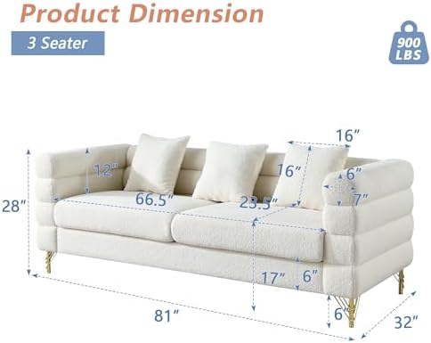 mikibama Modern Teddy Sectional Sofa, 81 Inch Oversized Sofa Couch, Luxury 3 - Image 2