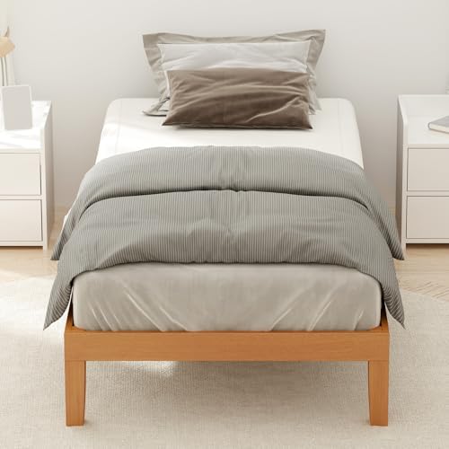 DUMOS Solid Wood Platform Twin Bed Frame, 12inch Wooden Mattress Foundation - Image 3