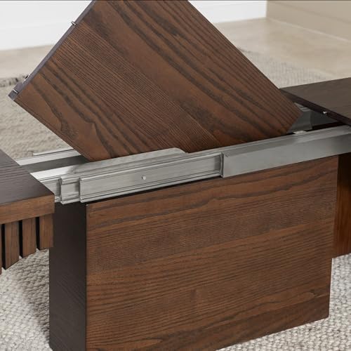 Transformer Table Solid Wood Extendable Round Dining Table Set, Dark Brown - Image 6
