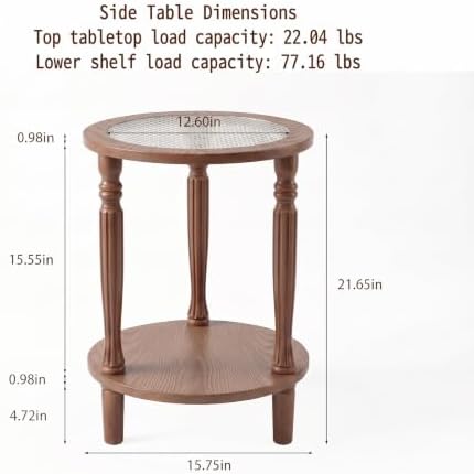 Walnut Brown Round 2‑Tier French Vintage End Table - Image 2