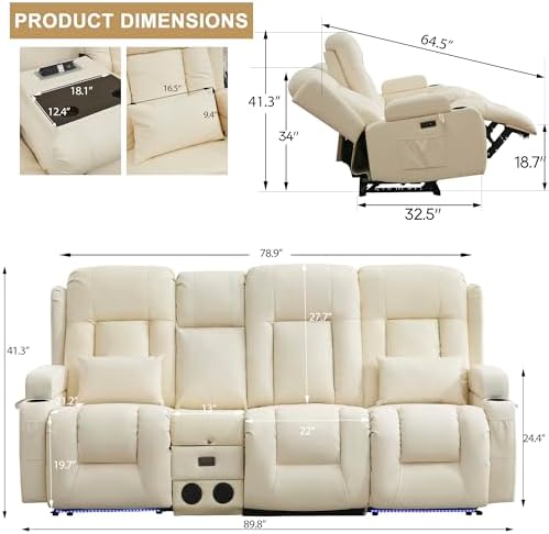 URRED Power Loveseat Recliner Sofa - Image 3