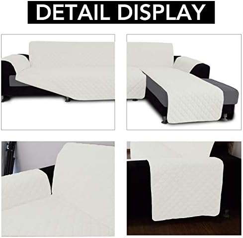 Easy-Going Reversible L-Shape Sectional Couch Cover, Ivory/Ivory - Image 4