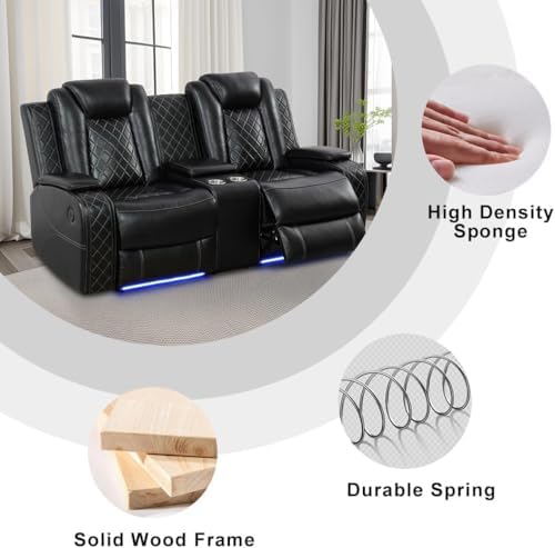 Power Recliner Set with LED Lights, Air Leather Reclining Set with USB - Image 5