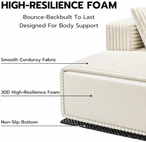 106" Boneless Couches for Living Room, Modular Sectional Sofa - Image 4