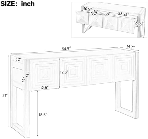 LKTART 55" Carved Console Table - Image 3