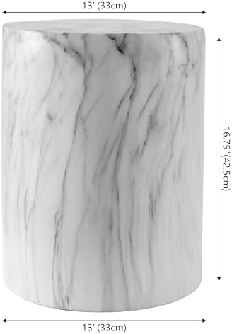 JONATHAN Y Troy Faux Marble Cylinder Accent End Table 17" - Image 3