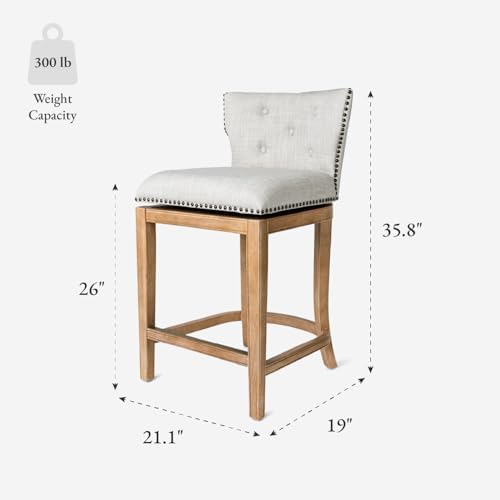 Maven Lane Hugo Counter Stool, Weathered Oak, Sand Color - Image 3